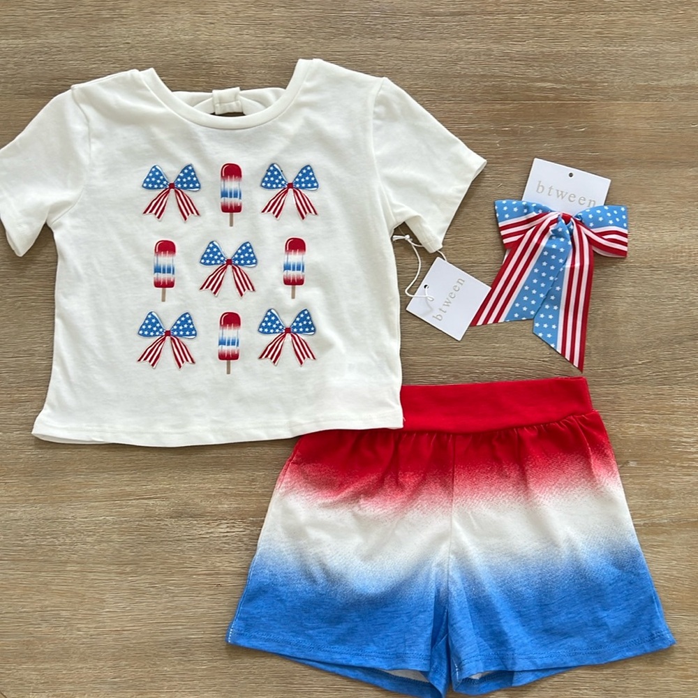 Btween Girl Summer Americana Bows 3 Piece Matching Set 7